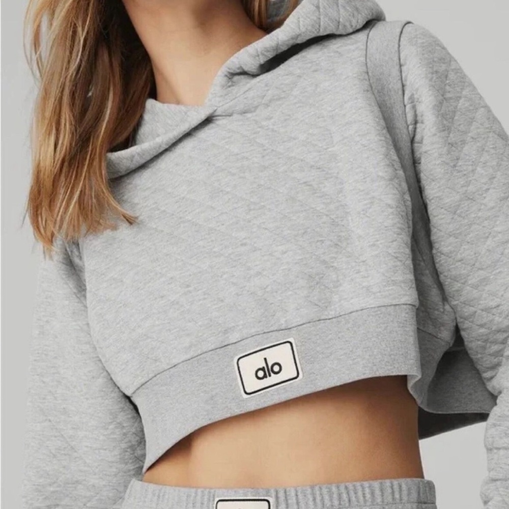 ALO Quilted Cropped Arena Hoodie NWT
